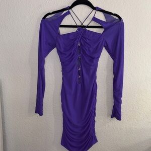 SHEIN Vibrant Purple Long Sleeve Dress